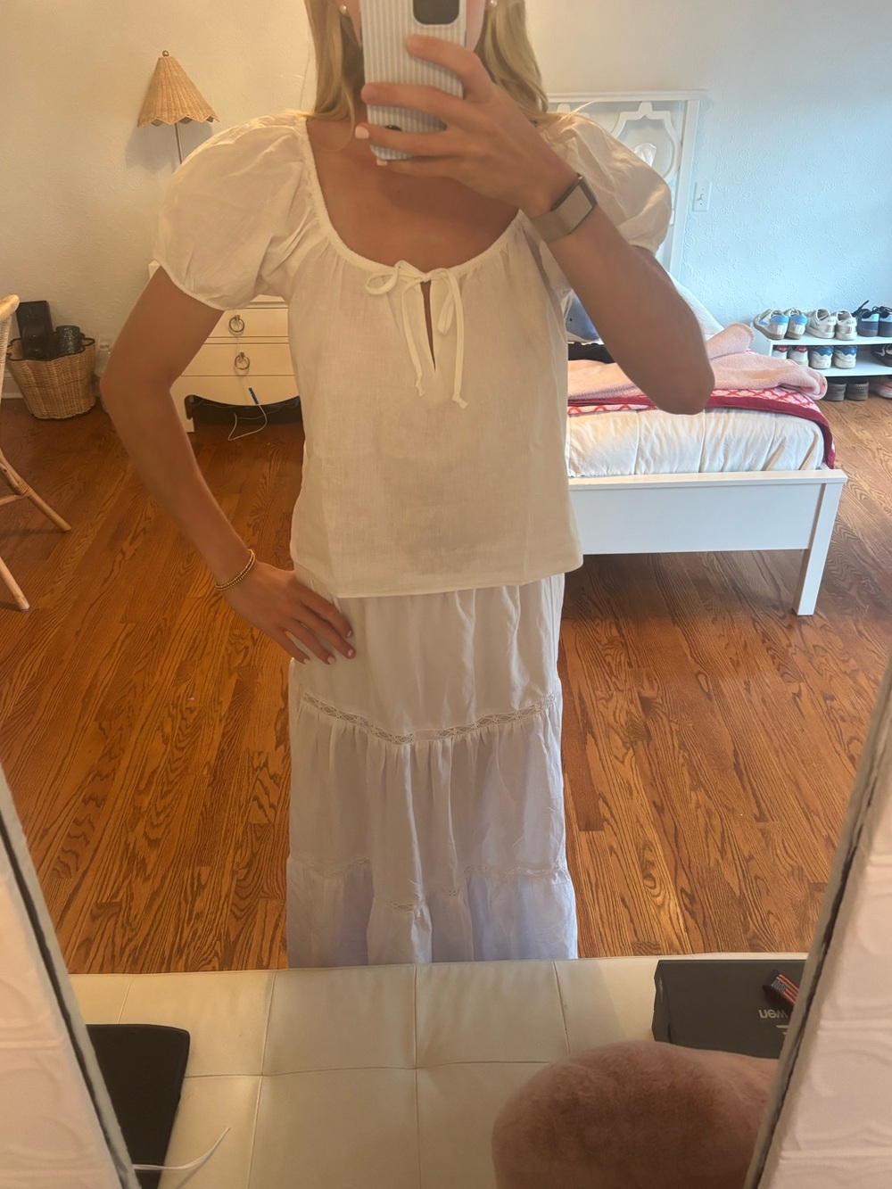 White Tiered Maxi Skirt - Lightweight Boho Style